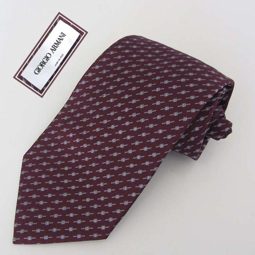 GIORGIO ARMANI wrapped wire bars print neck tie 100% silk